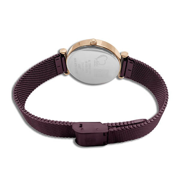 Eliz Women's Purple Dial Rose Gold plated Stainless Steel Case Purple Mesh Band Watch ES8635L1RVV 4