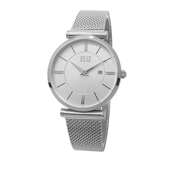 Eliz Women's White Dial Stainless Steel Case and Mesh Band Watch ES8635L1SWS 1