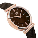 Eliz Women's Brown Dial Rose Gold plated Stainless Steel Case Milanese Mesh Band Watch ES8635L1ROO 2