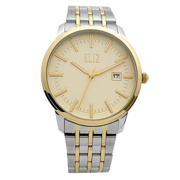Eliz Men's Champagne Dial Two-Tone Gold plated Stainless Steel Case and Band Watch ES8638G2TCT 1
