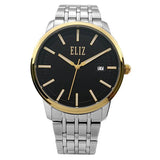 Eliz Men's Black Dial Two-Tone Gold plated Stainless Steel Case and Band Watch ES8638G2TNS 1