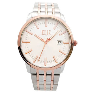 Eliz Men's White Dial Two-Tone Rose Gold plated Stainless Steel Case and Band Watch ES8638G2UWU 1