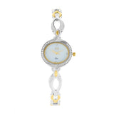 Eliz Women's Mother of pearl Dial Two-Tone Gold plated Stainless Steel Case Bracelet Band Watch ES8639L2THT
