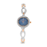 Eliz Women's Blue Mother of pearl Dial Two-Tone Rose Gold plated Stainless Steel Case Bracelet Band Watch ES8639L2UKU