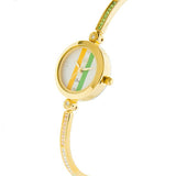 Eliz Women's White with Orange and Green Dial Gold plated Stainless Steel Case Bracelet Band Watch ES8640L2GUG 2