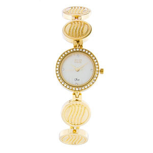 Eliz Women's White Dial Gold plated Stainless Steel Case Bracelet Band Watch ES8643L2GWG