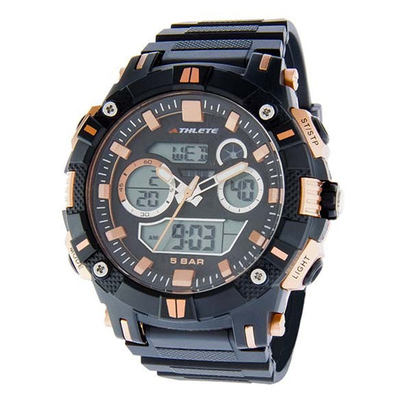 Eliz Men's Black Dial Black case Black polyurethane Band Analog-Digital Watch  ES8649G8QNN