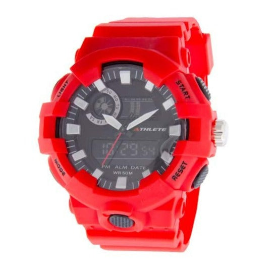 Eliz Men's Black Dial Black case Red polyurethane Band Analog-Digital Watch  ES8650G8RNR