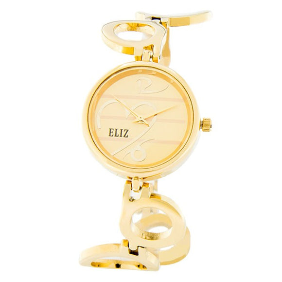 Eliz Women's Champagne Dial Gold plated case and bracelet Band Analog Watch ES8652L2GCG