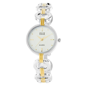 Eliz Women's White Dial Two-Tone Gold and Silver plated case and bracelet Band Analog Watch ES8658L2TWT 1