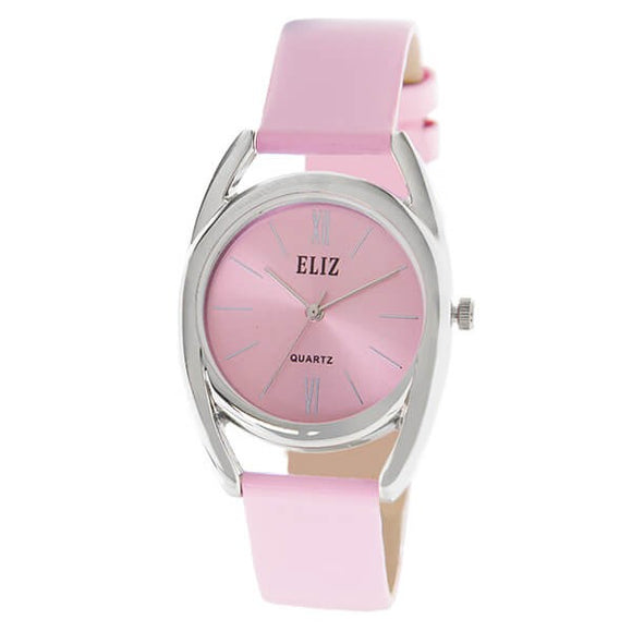  Women's Pink Dial Pink Genuine Leather strap Silver plated Case analog Watch ES8659L1SPP 1