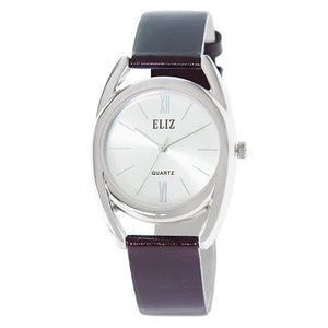  Women's White Dial Brown Genuine Leather strap Silver plated Case analog Watch ES8659L1SWO 1