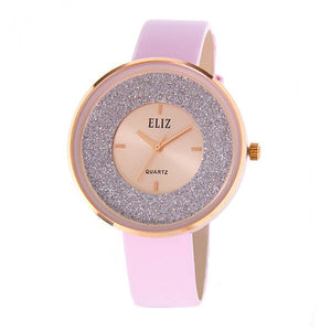  Eliz Women's Pink Dial Pink Genuine Leather strap Rose Gold plated Case analog Watch ES8660L1RPP 1