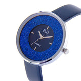  Eliz Women's Blue Dial Blue Genuine Leather strap Silver plated Case analog Watch ES8660L1SBB 2
