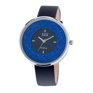  Eliz Women's Blue Dial Blue Genuine Leather strap Silver plated Case analog Watch ES8660L1SBB 1