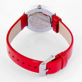  Eliz Women's White Dial Red Genuine Leather strap Silver plated Case analog Watch ES8661L1SWR 3