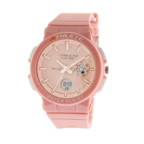 Eliz Unisex Pink Dial Pink Case and Polyurethane Band Digital and Analog Watch ES8664L8PPP 1