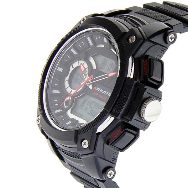 Eliz Men's Black Dial Black Case and Red Polyurethane Band Digital and Analog Watch ES8667L8NNR 2