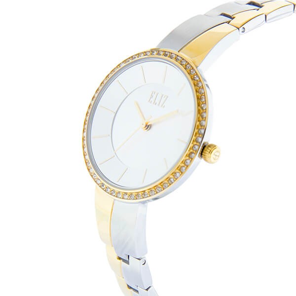 Eliz Women's White Dial Two-Tone Gold Plated Stainless steel case and band analog Watch ES8668L2TWT 2