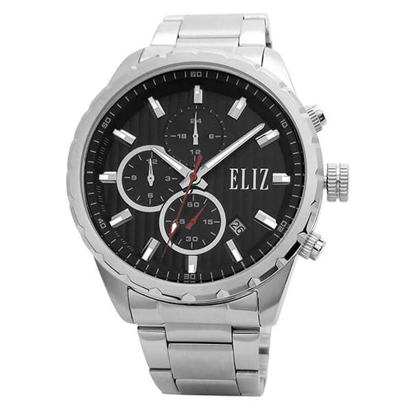 Eliz Men's Black Dial Stainless steel case and band Dual-Time Watch ES8678G2SNS 1