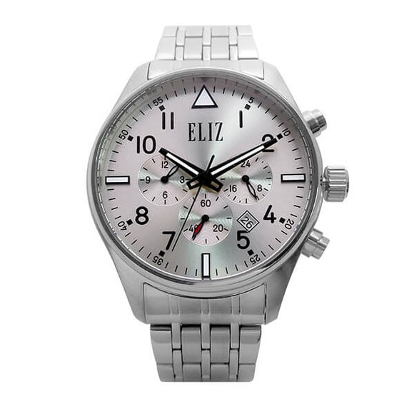 Eliz Men's Silver Dial Stainless steel case and band Dual-Time Watch  ES8686G2SSS 1