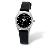Eliz women's Black dial Black genuine leather strap stainless steel case Analog Watch ES15-7990L SNN-F