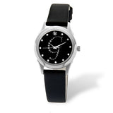 Eliz women's Black dial Black genuine leather strap stainless steel case Analog Watch ES15-7990L SNN-G