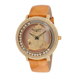 Blade women's Champagne Dial  Tan Brown Genuine Leather Band PVD Gold Plating Stainless Steel Case Back The Dhow Gold 1