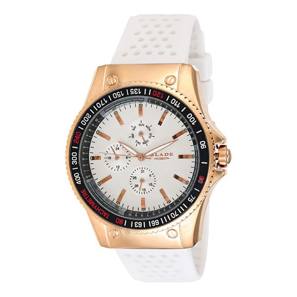 Blade Men's White Dial Rose Gold Stainless Steel Case White Polyurethane Band Multifunction Watch 3092G8RWW 1 