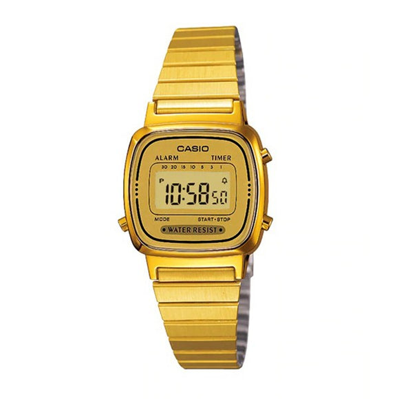 Casio Women's Gold Dial Gold plated Case and Band Digital Watch LA670WGA-9DF