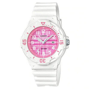 Casio Women's Pink Dial White Resin Band and case Analog Watch LRW-200H-4C