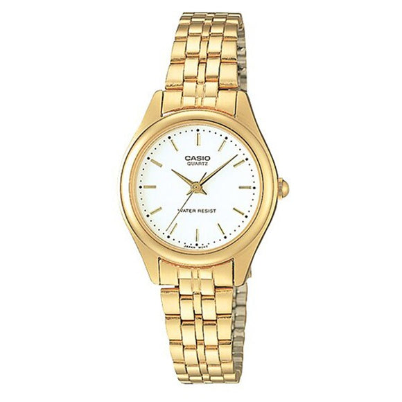 Casio Women's White Dial Gold plated Case and Band LTP-1129N-7A