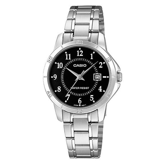 Casio Women's Black Dial Stainless Steel Band Watch LTP-V004D-1B