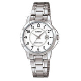 Casio Women's White Dial Stainless Steel Band Analog Watch LTP-V004D-7B