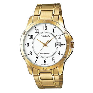 Casio Women's White Dial Gold plated Case and Band Analog Watch MTP-V004G-7BUDF