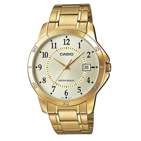 Casio men's Champagne Dial Gold plated Case and Band Analog Watch MTP-V004G-9B