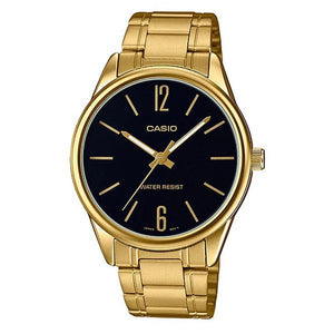 Casio Men's Black Dial Gold Plated Analog Watch MTP-V004G-1B