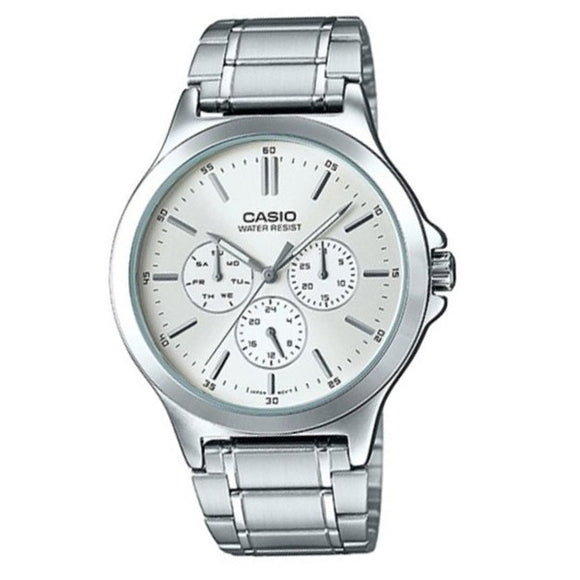 Casio Men's White Dial Case and Band Multi_function Watch MTP-V300D-7A