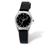 Eliz women's Black dial Black genuine leather strap stainless steel case Analog Watch ES15-7990L SNN-P