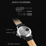 Blade unisex Black dial Black Genuine Leather Strap PVD Black Plated Stainless Steel Case Swiss Quartz Analog Digital Smart Display Smartwatch 2